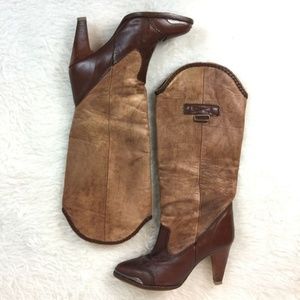 Vintage Zodiac Tall Leather Heeled Boots